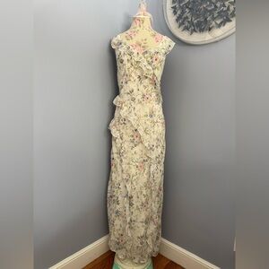🆕 Jessica Simpson Cream Floral Ruffle Maxi Dress